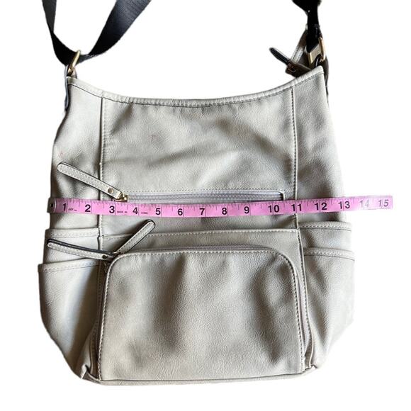 Kate & Alex Cuffaro Cream Italian Design Canvas & Nylon Crossbody Purse Bag - Picture 4 of 12